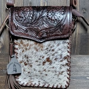NWT Brown Genuine leather crossbody cell phone purse
